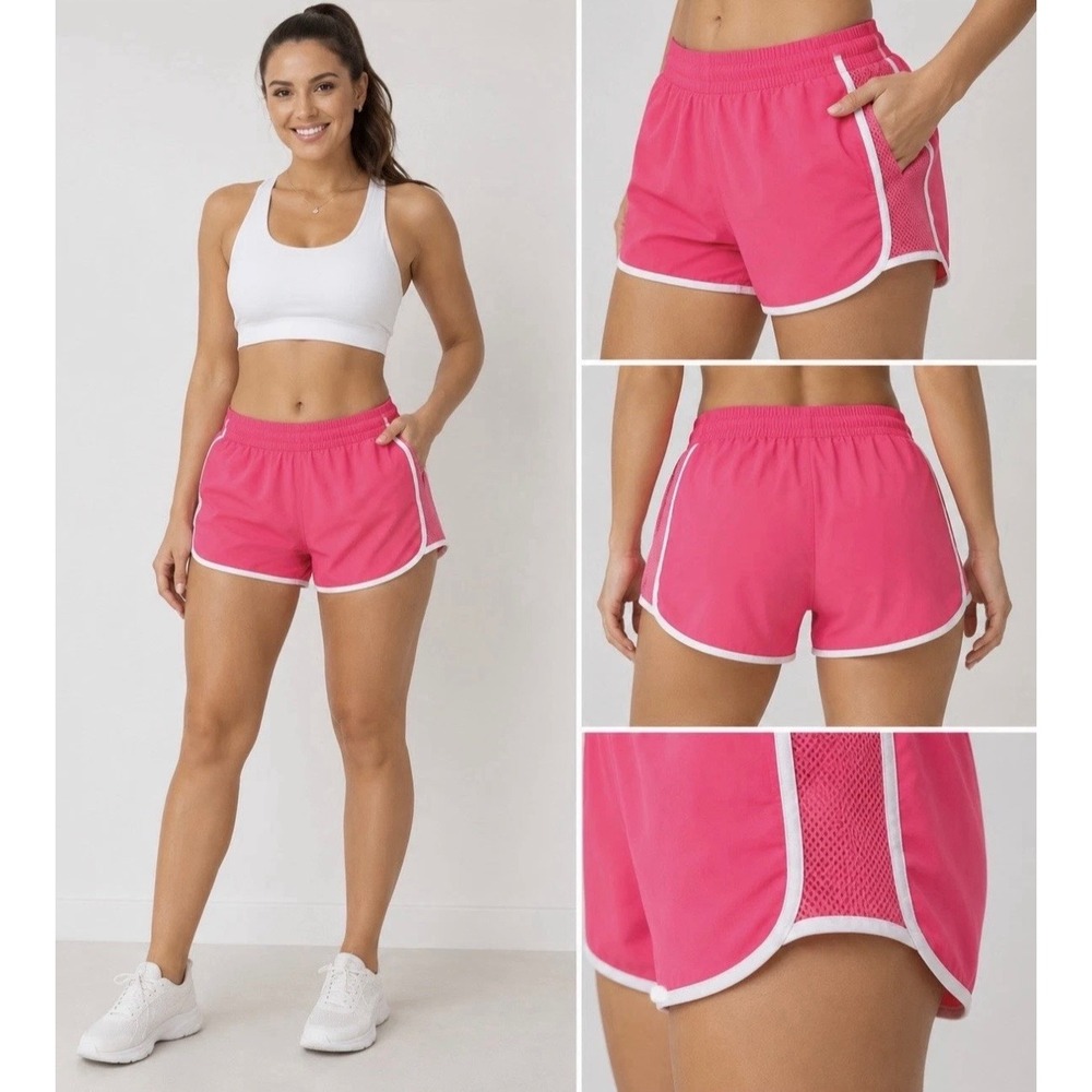 Reebok Womens Pink Running Shorts XL Mesh Side Panels Athletic Gym Workout